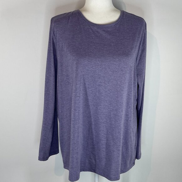 Lane Bryant Purple Long Sleeve Shirt with Silver Threading size 14/16 - Picture 1 of 4